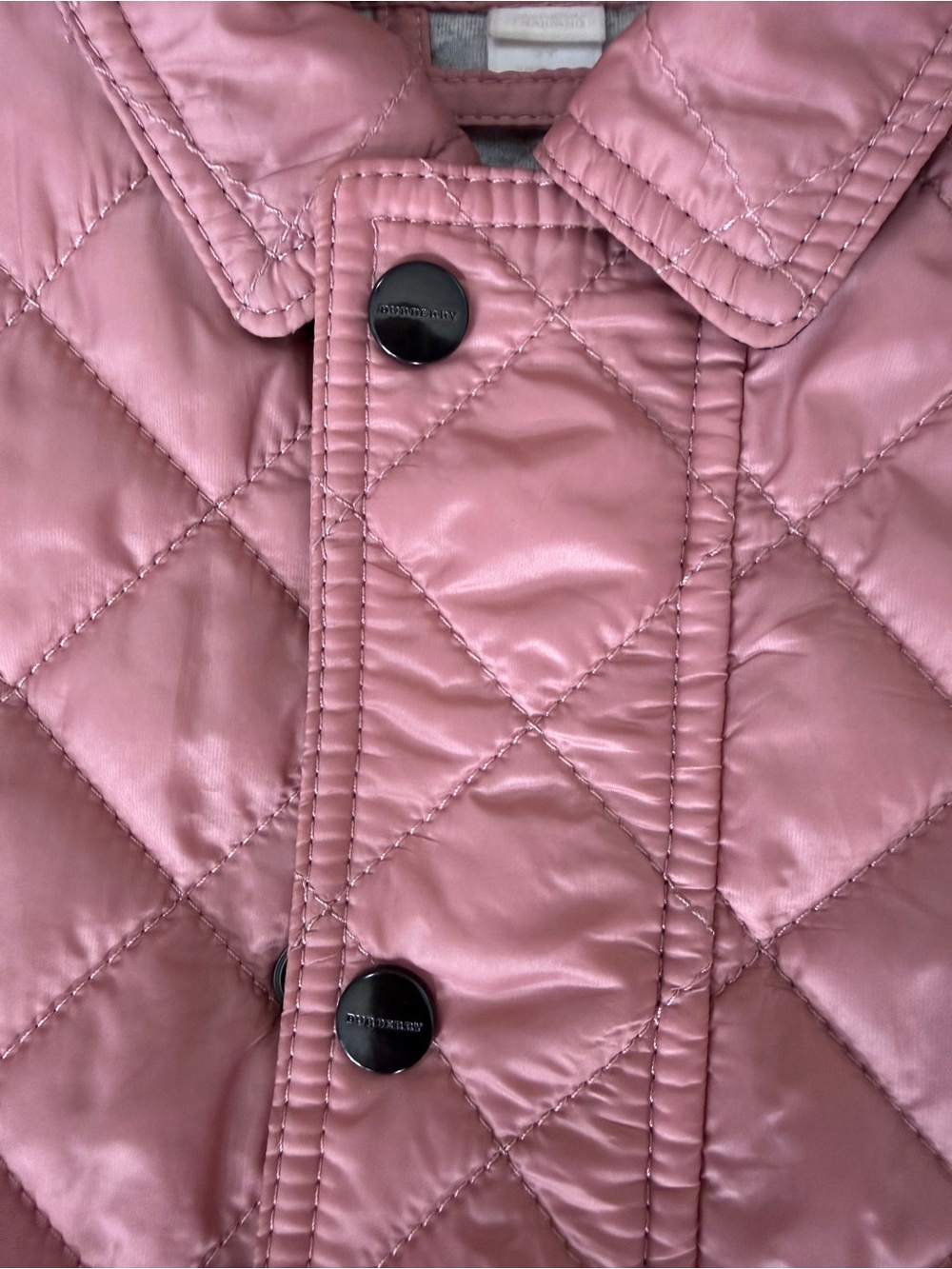 Girls' Burberry Quilted Pink Button-jacket - Picture 3 of 7